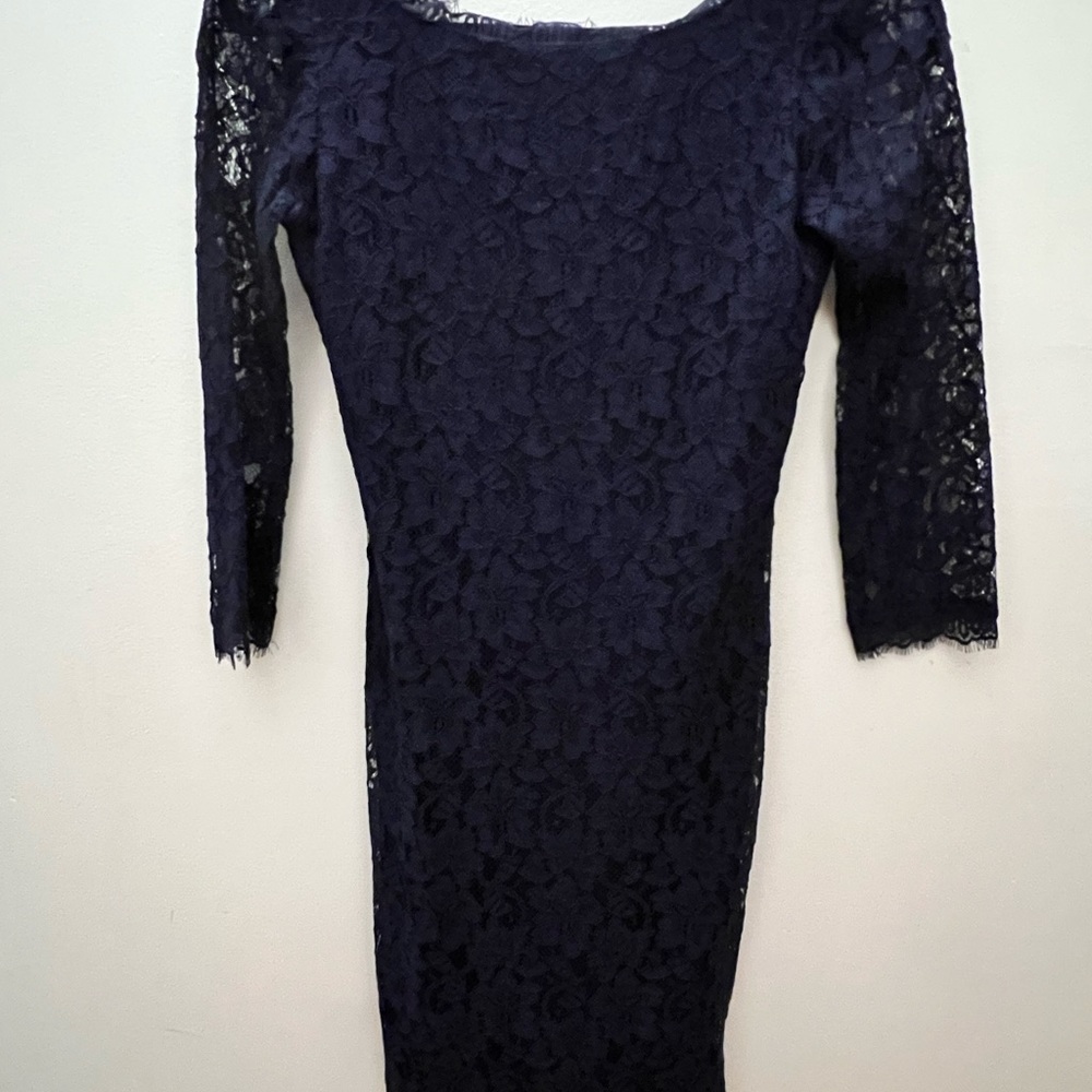 Like New DVF Navy Lace Dress Size 0